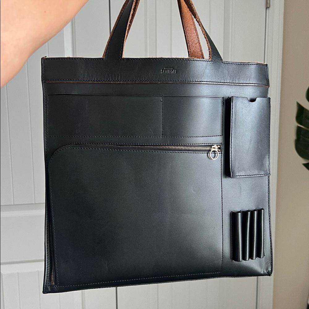Kate Spade Saturday Inside Out Leather Tote Bag Black Career Business Profession